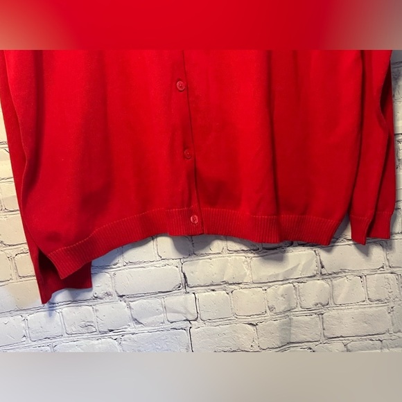 Laura Scott Woman red cardigan beaded collar button up size 1x - Picture 4 of 10